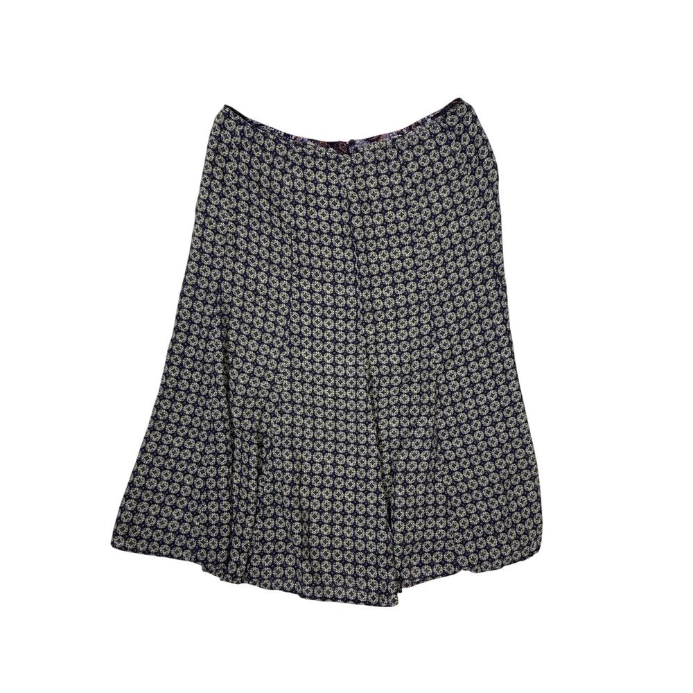 Black and Yellow Patterned Midi Skirt 34” Waist Lightweight Retro Skirt